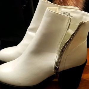 White pleather boots